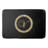 Monogram V, elegant gouden schrift Badmat (Voorkant)