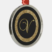 Monogram V, elegant gouden schrift Metalen Ornament (Rechts)