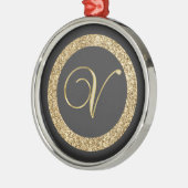 Monogram V, elegant gouden schrift Metalen Ornament (Links)