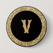 Monogram V, elegant gouden schrift Ronde Button 7,6 Cm (Voorkant)