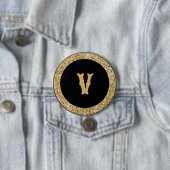 Monogram V, elegant gouden schrift Ronde Button 7,6 Cm (In situ)