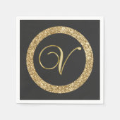 Monogram V, elegant gouden schrift Servet (Voorkant)
