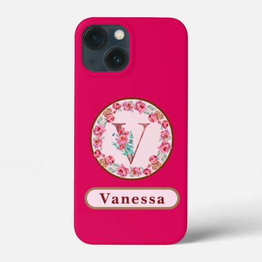 Monogram V Floral Aangepast Case-Mate iPhone Case (Achterkant)