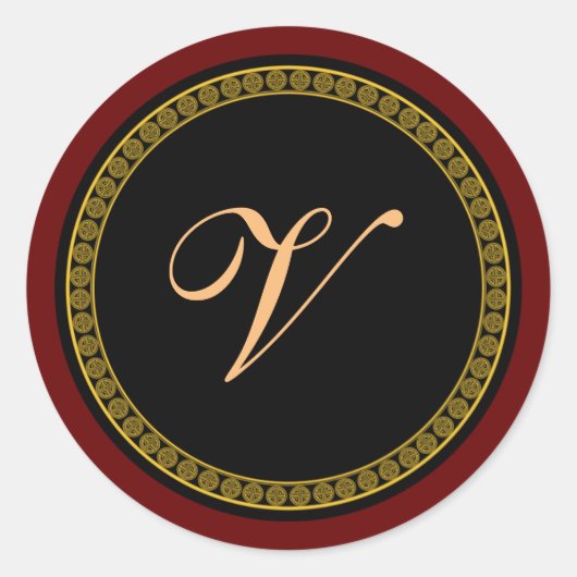 Monogram "V" goudkleurig script Ronde Sticker (Voorkant)