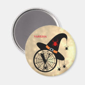 Monogram V Halloween Sky Witch Spiders Naam Magneet (Voorkant / Achterkant)