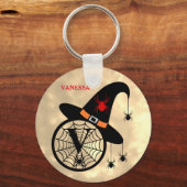Monogram V Halloween Sky Witch Spiders Naam Sleutelhanger (Voorkant)