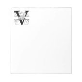 Monogram V Initiaal Briefpapier Notitieblok (Voorkant)
