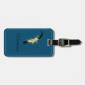 Monogram V kobalt waterverf bloem Bagagelabel (Voorkant horizontaal)