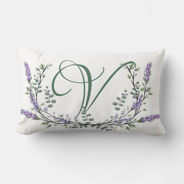 Monogram V lavender Eucalyptus Kussen (Voorkant)