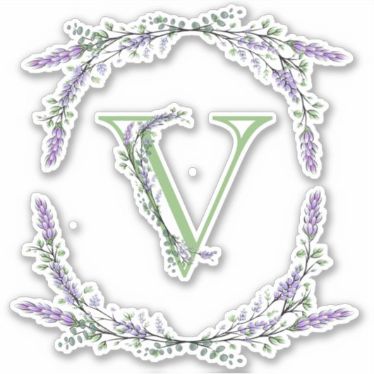 Monogram V lavender Eucalyptus Sticker (Voorkant)