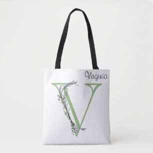 Monogram V lavender Eucalyptus Tote Bag