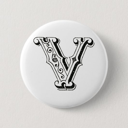 Monogram V, letter V, alfabet V, zwart en wit Ronde Button 5,7 Cm (Voorkant)