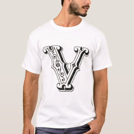 Monogram V, letter V, alfabet V, zwart en wit T-shirt