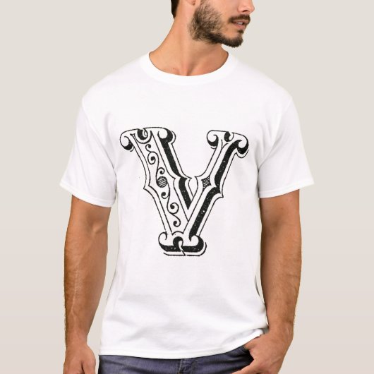 Monogram V, letter V, alfabet V, zwart en wit T-shirt (Voorkant)