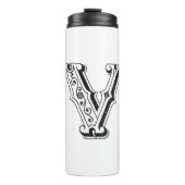 Monogram V, letter V, alfabet V, zwart en wit Thermosbeker (Voorkant)