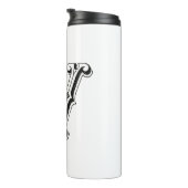 Monogram V, letter V, alfabet V, zwart en wit Thermosbeker (Geroteerd rechts)