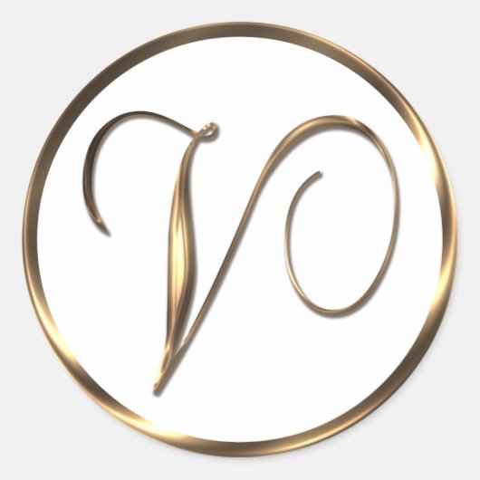 Monogram V Nep Bronzen Ronde Sticker (Voorkant)