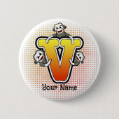 Monogram V Sock Monkey Ronde Button 5,7 Cm (Voorkant)