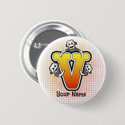 Monogram V Sock Monkey Ronde Button 5,7 Cm (Voorkant /achterkant)