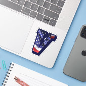 Monogram V Verenigde Staten - Vlag Sticker (Laptop met iPhone)