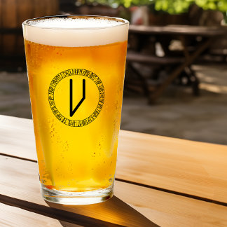 Monogram V - Viking stijl - pint glas