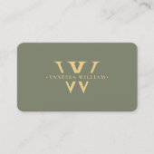 Monogram V W Logo Elegant Modern Sage Groen Visitekaartje (Voorkant)