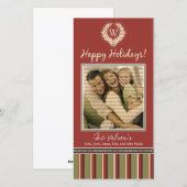 Monogram Vakantie Fotokaart Krans-Stripes :: 05 Feestdagenkaart (Voorkant / Achterkant)