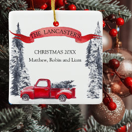 Monogram, Vakantie  Rode Vrachtwagen, Bos Keramisch Ornament