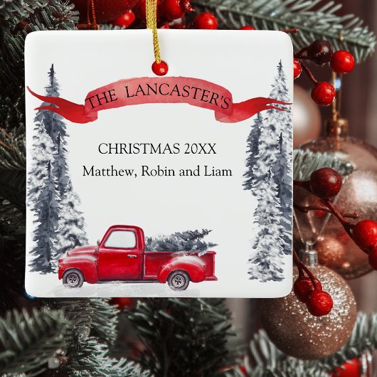 Monogram, Vakantie  Rode Vrachtwagen, Bos Keramisch Ornament