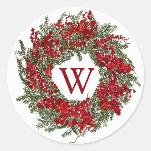Monogram vakantiekrans Kerst stickers (Voorkant)