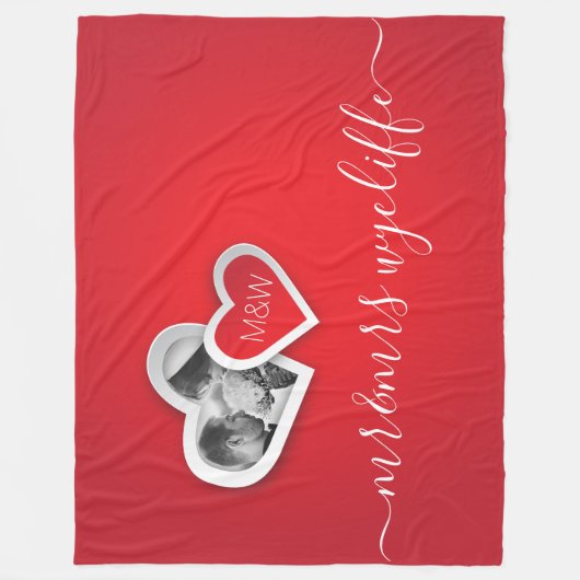 Monogram Valentijn Papier Cutout Hartelijk dank vo Fleece Deken (Voorkant)