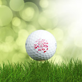 Monogram Valentijn rode harten gepersonaliseerd Golfballen