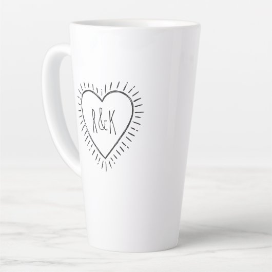 Monogram Valentijnsdag hart Latte Mok (Linkerhoek)