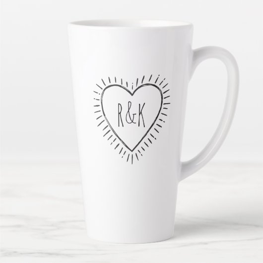 Monogram Valentijnsdag hart Latte Mok (Rechts)