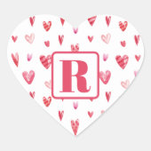 Monogram Valentijnsdag Snoepjes 3,8cm Hart Sticker (Voorkant)