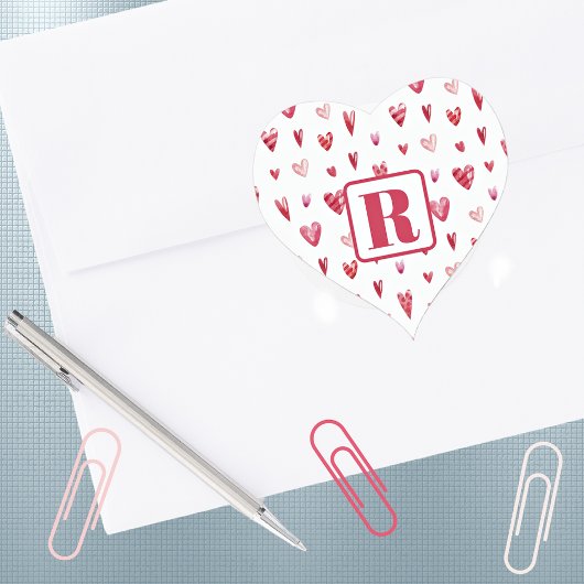 Monogram Valentijnsdag Snoepjes 3,8cm Hart Sticker