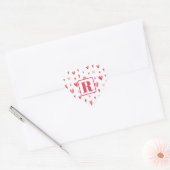 Monogram Valentijnsdag Sweets 1.5in Hart Sticker (Envelop)