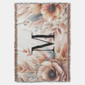 Monogram Vallende bladeren en bloemen waterverf Deken (Voorkant Verticaal)