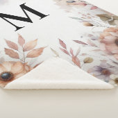 Monogram Vallende bladeren en bloemen waterverf Sherpa Deken (3/4)