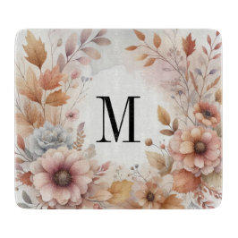 Monogram Vallende bladeren en bloemen waterverf Snijplank