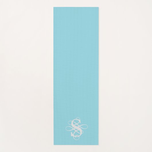 Monogram van aqua en wit wervelend Initiaal Yogamat (Voorkant)