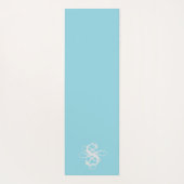 Monogram van aqua en wit wervelend Initiaal Yogamat (Achterkant)