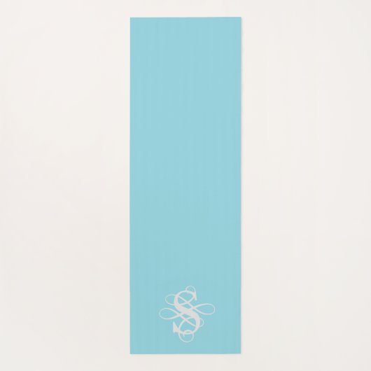 Monogram van aqua en wit wervelend Initiaal Yogamat (Achterkant)