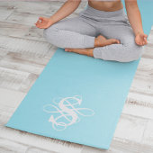 Monogram van aqua en wit wervelend Initiaal Yogamat