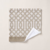 Monogram van beige en ivoren trellis | boerderij bad handdoek (Wasdoekje)