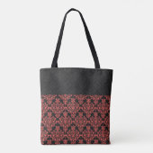 Monogram van Black Red Damask Girly Trendy Initiaa Tote Bag (Achterkant)