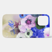 MONOGRAM VAN BLAUWE WITTE ROSSEN EN ANEMONSENSTROM Case-Mate iPhone CASE (Achterkant (horizontaal))