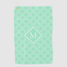 Monogram van Classy Mint en White Diamond Pattern Golfhanddoek