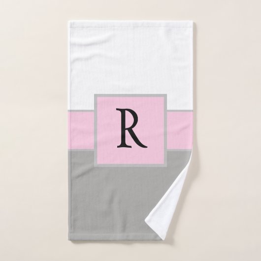 Monogram van Classy Pink en Gray Bad Handdoek (Handdoek)