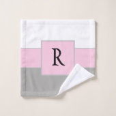 Monogram van Classy Pink en Gray Bad Handdoek (Wasdoekje)